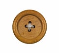 Wooden button on the white background