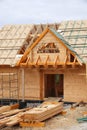 Wooden cabin construction Royalty Free Stock Photo