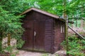 Wooden cabin in the forest, Architecture in nature, building in the woods