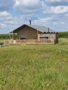 Wooden cabin at a glamping site in the countryside Royalty Free Stock Photo