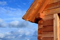 The wooden cabin is made using wooden timber technology without the use of nails and screws. Sindel roof on a mountain hut newly b