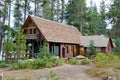 Wooden cabin in scenic forest Royalty Free Stock Photo