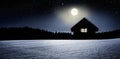 Wooden Cabin in winter holidays Royalty Free Stock Photo