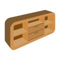 Wooden Cabinet with lockers and cupboards.TV stand.Bedroom furniture single icon in cartoon style vector symbol stock Royalty Free Stock Photo