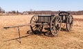 A wooden caisson in a field on the Gettysburg National Military Park