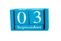 Wooden calendar september 3