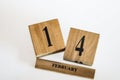 Wooden calendar setting to valentine`s day