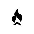 Wooden Camp Fire, Bonfire, Campfire. Flat Vector Icon illustration. Simple black symbol on white background. Wooden Camp Fire, Royalty Free Stock Photo