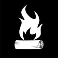 Wooden Camp Fire icon isolated on dark background Royalty Free Stock Photo