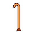 Wooden cane isolated icon