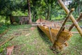 Wooden canoe in jungles Royalty Free Stock Photo