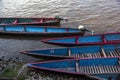 Wooden canoe in river port Royalty Free Stock Photo