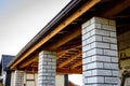 Wooden canopy with metal roof Royalty Free Stock Photo