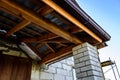 Wooden canopy with metal roof Royalty Free Stock Photo