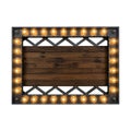 Wooden canopy sign with lights, framed and presented on a contrasting black background Royalty Free Stock Photo