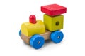 Wooden car - truck toy with colorful blocks isolated over white with clipping path. Royalty Free Stock Photo