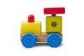 Wooden car - truck toy with colorful blocks isolated over white with clipping path Royalty Free Stock Photo