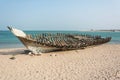 Wooden carcass of dhow fishing boat Royalty Free Stock Photo