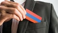 Wooden card painted as the Armenian flag Royalty Free Stock Photo