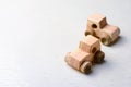 Wooden Cars Handmade Toys on White Background Royalty Free Stock Photo