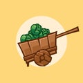 Wooden cart with cabbages, illustration