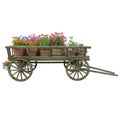 Wooden cart flower pot