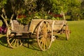 wooden cart with flowers, brazilian landscapes eco hotel fazenda for holidays, Rio Grande do Sul, Brazil.