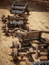 Wooden Cart is Used Down The Hill Royalty Free Stock Photo