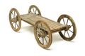 Wooden cart on white