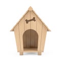 Wooden Cartoon Dog House. 3d Rendering