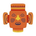 Wooden Carved Aztec Mask as Mexican Symbol Vector Illustration