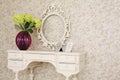 Wooden carved dressing table with blank frame and