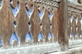 Wooden carved elements of the facade of a historic building