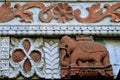 Wooden Carved Elephant on Door Frame of Oldhouse Idar Royalty Free Stock Photo