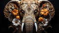 wooden carved elephant on white