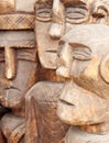 Wooden carved ritual statue face. Selective focus Royalty Free Stock Photo