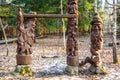 Wooden carved sculptures in park