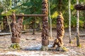 Wooden carved sculptures in park