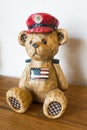 Wooden Carved US Soldier Bear