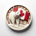 Wooden Carving of Polar Bear and Canadian Flag Royalty Free Stock Photo