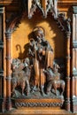 Wooden carving from the pulpit of St Swithun`s Church in East Grinstead West Susse