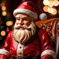 Wooden carving of santa claus, traditional christmas decoration, hand crafted figurine Royalty Free Stock Photo