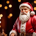 Wooden carving of santa claus, traditional christmas decoration, hand crafted figurine Royalty Free Stock Photo