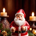 Wooden carving of santa claus, traditional christmas decoration, hand crafted figurine Royalty Free Stock Photo