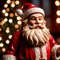 Wooden carving of santa claus, traditional christmas decoration, hand crafted figurine Royalty Free Stock Photo