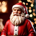 Wooden carving of santa claus, traditional christmas decoration, hand crafted figurine Royalty Free Stock Photo