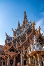 Wooden carving sculptures inside of the Sanctuary of Truth temple in Pattaya, Thailand Royalty Free Stock Photo