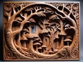 wooden carving of a tree