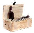 Wooden case with two bottles of red wine