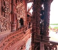 Wooden Castle Sanctuary of Truth Temple Pattaya intricate detailing Royalty Free Stock Photo